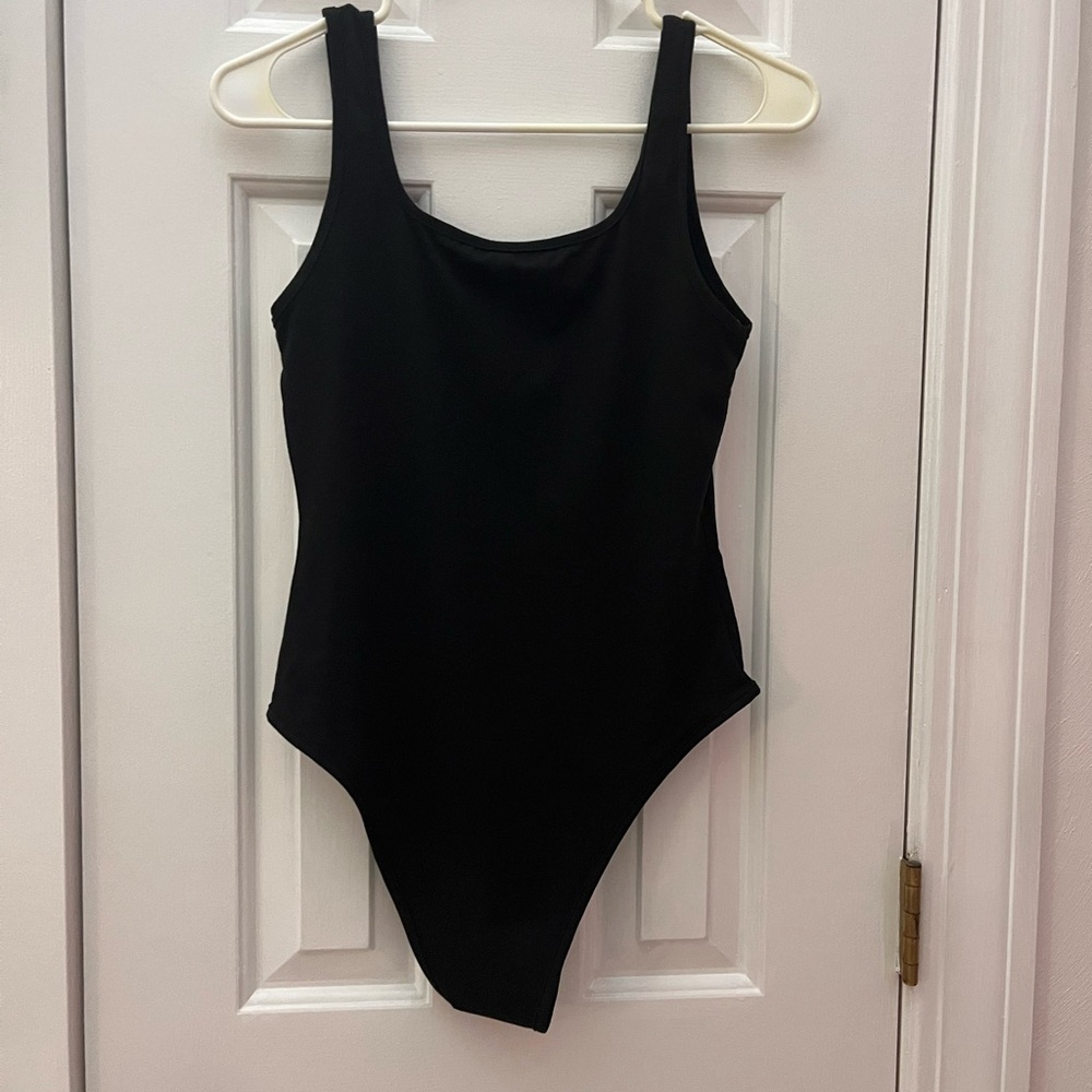 Classic Black Bodysuit with Wide Straps